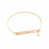 925 Sterling Silver Personalized Skinny Bar on Bangle with Star