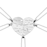 Copper/925 Sterling Silver Personalized 5 Pieces Puzzle Engraved Necklace For a Heart Adjustable 16”-20”