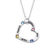 925 Sterling Silver Personalized Birthstone Heart Necklace Adjustable 18"-20"