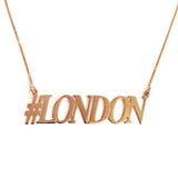 925 Sterling Silver Personalized Hashtag LONDON Necklace Adjustable 16”-20”