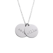 925 Sterling Silver Personalized Double Disc Name Necklace Adjustable 16”-20”