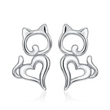 925 Sterling Silver Charming Action Cat Studs