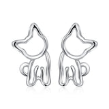 925 Sterling Silver Charm Little Cat Studs