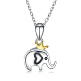 925 Sterling Silver Lovely Baby Elephant Crown Pendant Necklace