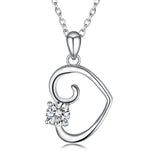 925 Sterling Silver Love Heart Cubic Zircon Pendant Necklace