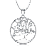 925 Sterling Silver Tree Fine Jewels Round Pendant Necklace