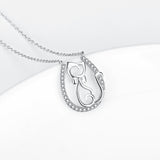 925 Sterling Silver Lovely Cat Pendant With Chain Jewelry Necklace