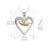 925 Sterling Silver Jewelry Love Heart Gold Dolphin Pendant With Adjustable Chain Necklace