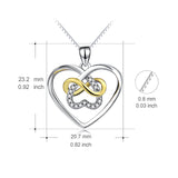 925 Sterling Silver Double Heart Pendant With Adjustable Chain Necklace