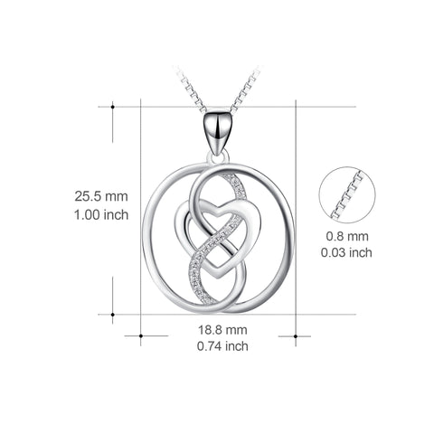 925 Sterling Silver Round Interwined Heart Necklace