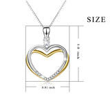 925 Sterling Silver Two-Tone Double Love Heart Cubic Zircon Necklace