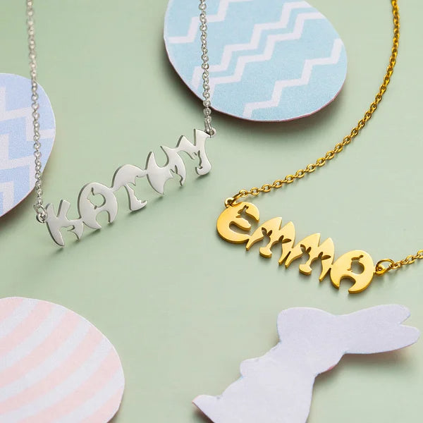 Personalized Easter Lovely Bunny Name Necklace for Women