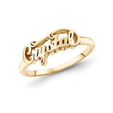 "Crystal"-10K/14K Gold Personalized Script Letters Name Ring