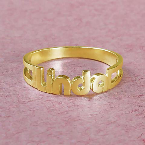 "Linda" Style-Copper/Sterling Silver Personalized  Name Ring