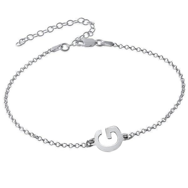 Initial 925 Sterling Silver Personalized Sideways Initial Bracelet Length Adjustable 6”-7.5”