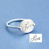 Copper/925 Sterling Silver Personalized Signature Engraved Oval Ring