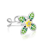 925 Sterling Silver Four-Leaf Clover Flower Ring