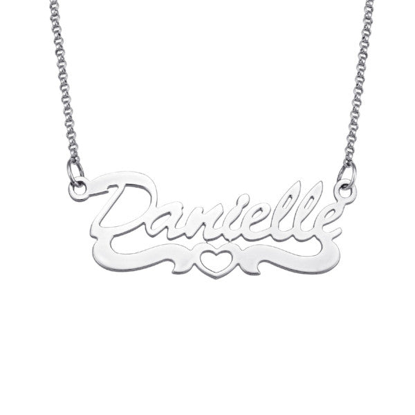 925 Sterling Silver Personalized Open Heart Script Name Necklace Adjustable Chain 18”-20”
