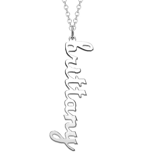 925 Sterling Silver Personalized Vertical Lowercase Script Name Necklace Adjustable Chain 18"-20"