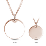 14K Gold Personalized Engraved Photo With Message Round Necklace Adjustable 16”-20”