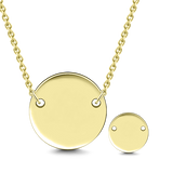 14K Gold Personalized Engravable Hang Tag Round Necklace Adjustable 16”-20”