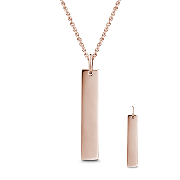 14K Gold Personalized  Engravable Vertical Bar Necklace Adjustable 16”-20”-White Gold/Yellow Gold/Rose Gold