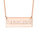 Copper/925 Sterling Silver Personalized Hollow Bar Name Necklace Adjustable 18”-20”