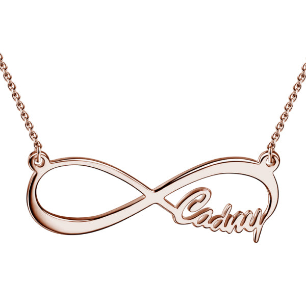 14K Yellow Gold Personalized Infinity Single Name Necklace Adjustable 16”-20” -White Gold/Yellow Gold/Rose Gold
