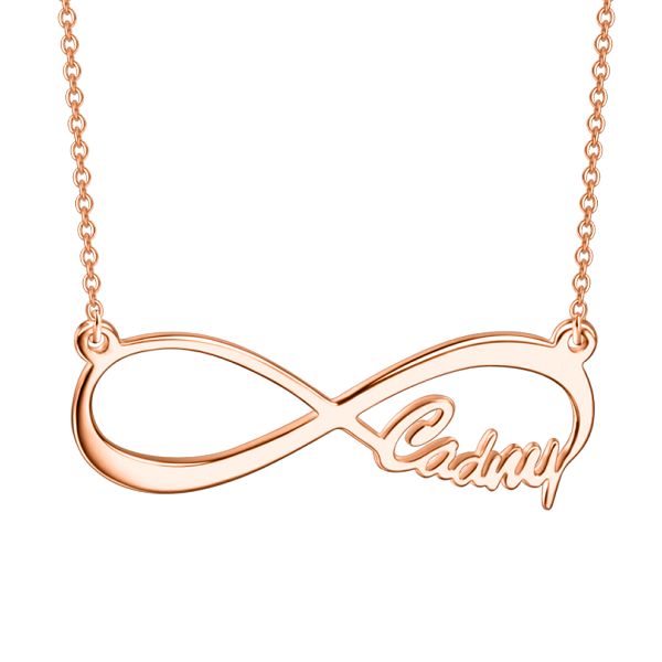 Copper/925 Sterling Silver Personalized Infinity Single Name Necklace Adjustable 16”-20”