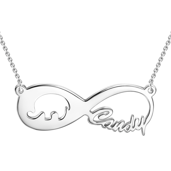 Elephant 14K Gold  Personalized Infinity Name Necklace Adjustable Chain - White Gold/Yellow Gold/Rose Gold