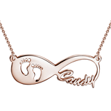 Footprint 14K Gold Personalized Infinity Name Necklace Adjustable Chain- White Gold/Yellow Gold/Rose Gold