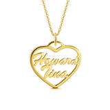 10K/14K Gold Personalized Heart Name Necklace Adjustable 16”-20”-White Gold/Yellow Gold/Rose Gold