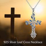 Cross Necklace 925 Sterling Silver Celtic Knot Tree of Life Cross Necklace