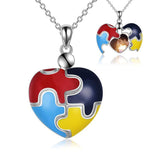 Autism Awareness Necklace Sterling Silver Heart Photo Locket Necklace