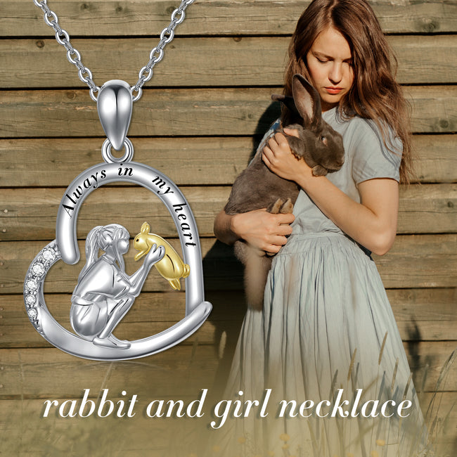 Bunny Necklace for Girls Sterling Silver Rabbit Pendant Necklace with Girl Bunny Gifts Rabbit Jewelry for Women Teen Girls Bunny Lovers
