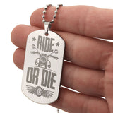 Engraved Dog Tag Necklace - Ride or Die