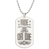 Engraved Dog Tag Necklace - Ride or Die