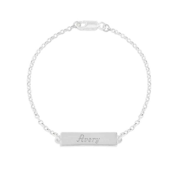 925 Sterling Silver Personalized  Engraved Bar Bracelet Adjustable 6”-7.5”
