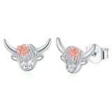 Highland Cow Stud Earrings 925 Sterling Silver Jewelry