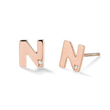 925 Sterling Silver Personalized Diamond Uppercase Letter Name Earrings