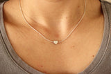 925 Sterling Silver Personalized Tiny Initial Heart Necklace Adjustable 18”-20”