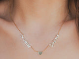 925 Sterling Silver Custom Two Name Necklace With Heart Adjustable Chain 18"-20"