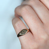 Copper/925 Sterling Silver Personalized Engraved Signet Ring