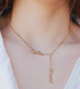 James Gabriella - 925 Sterling Silver Personalized Double Names Name Necklace Adjustable 18”-20”