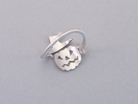 Sterling Silver 925 Jack-O-Lantern Ring Halloween Jewelry for Halloween Night
