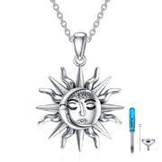 Sun&Moon Cremation Urn Necklaces , 925 Sterling Silver Cremation Jewelry for Ashes Memory Jewelry for Women Men