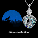 Wolf Necklace Sterling Silver Crystal Urn Necklace Howling Wolf Pendant Necklace Jewelry for Women Men Girls