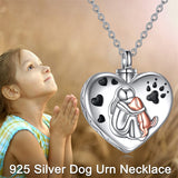 Sterling Silver Dog Urn Necklace/Ring for Ashes Dog Memorial Keepsake Cremation Jewelry Gifts for Women Dog Lovers