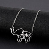 Personalized name elephant necklace